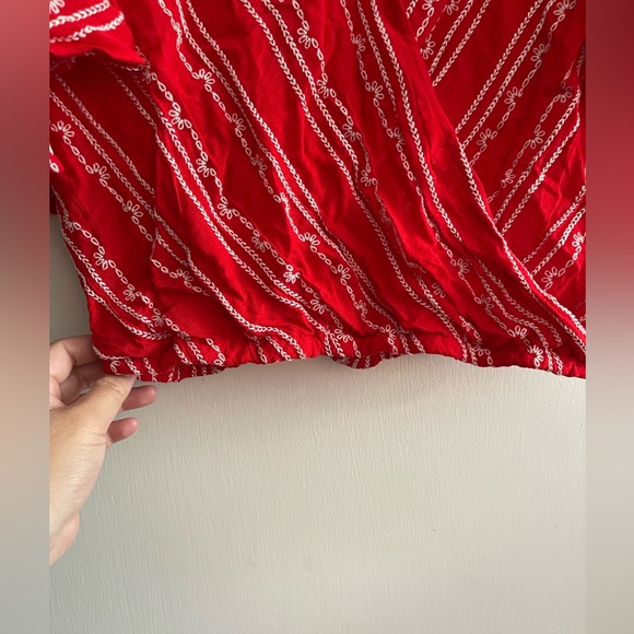 NWT Sadie & Sage Red Blouse with White Stripes - Picture 3 of 6